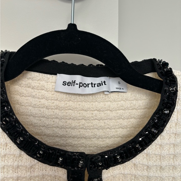 Self Portrait Cream textured knit cardigan size S - Picture 3 of 9